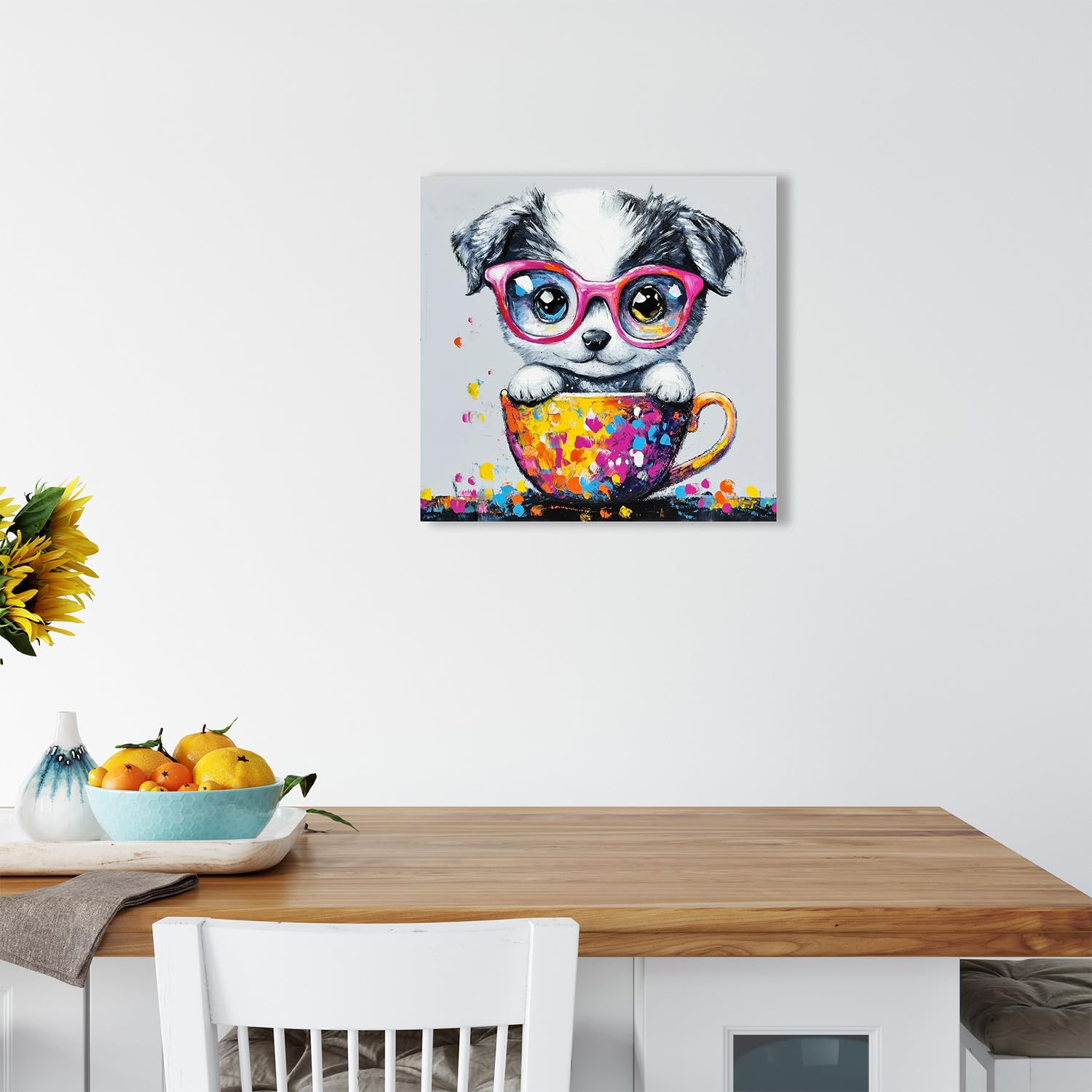 Amazon.com: Ypxzzj Graffiti Cute Puppy in a Teacup Canvas Wall Art